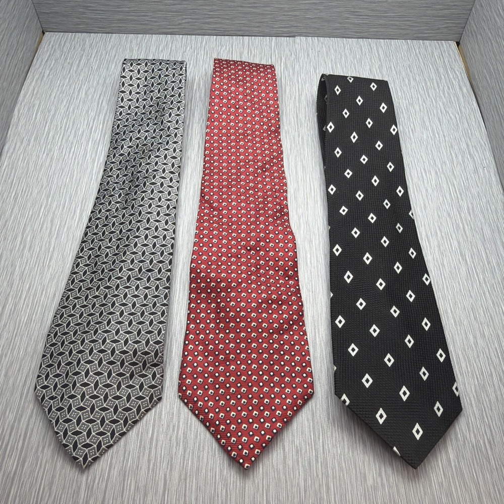 Lauren Ralph Lauren Silk Tie Lot Of 3 Geometric Neckties Business Office Mens‎